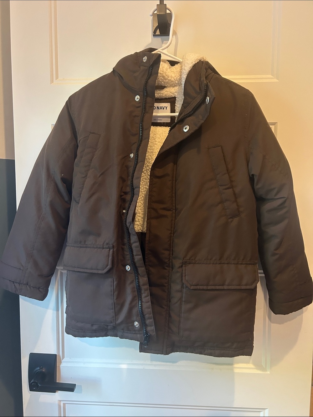 Old Navy Brown Puffer Coat with Sherpa Lining boys